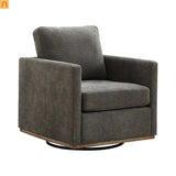 Accent Chair Square Swivel Chenille Charcoal 360 Degree 300 lb 30in