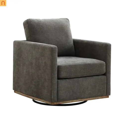 Accent Chair Square Swivel Chenille Charcoal 360 Degree 300 lb 30in