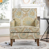 Accent Chair Modern Fabric Beige Yellow Birch Legs Pocket Spring 220 lb