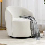 Accent Chair Barrel Swivel Chenille Ivory 360 Degree 250 lb 25in