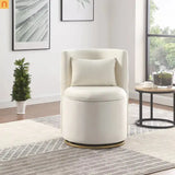 Accent Chair Swivel Velvet White Side Storage 360 Degree 220 lb 20in