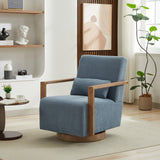 Linen Accent Chair Swivel Blue