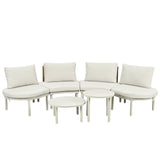 6-Piece Half Moon Patio Sectional Sofa Set with Coffee Tables