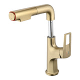 Brushed Gold Pull-Down Vessel Bathroom Sink Faucet