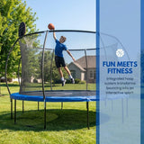 Outdoor Trampoline 14' - Basketball Hoop, Enclosure Net, Ladder