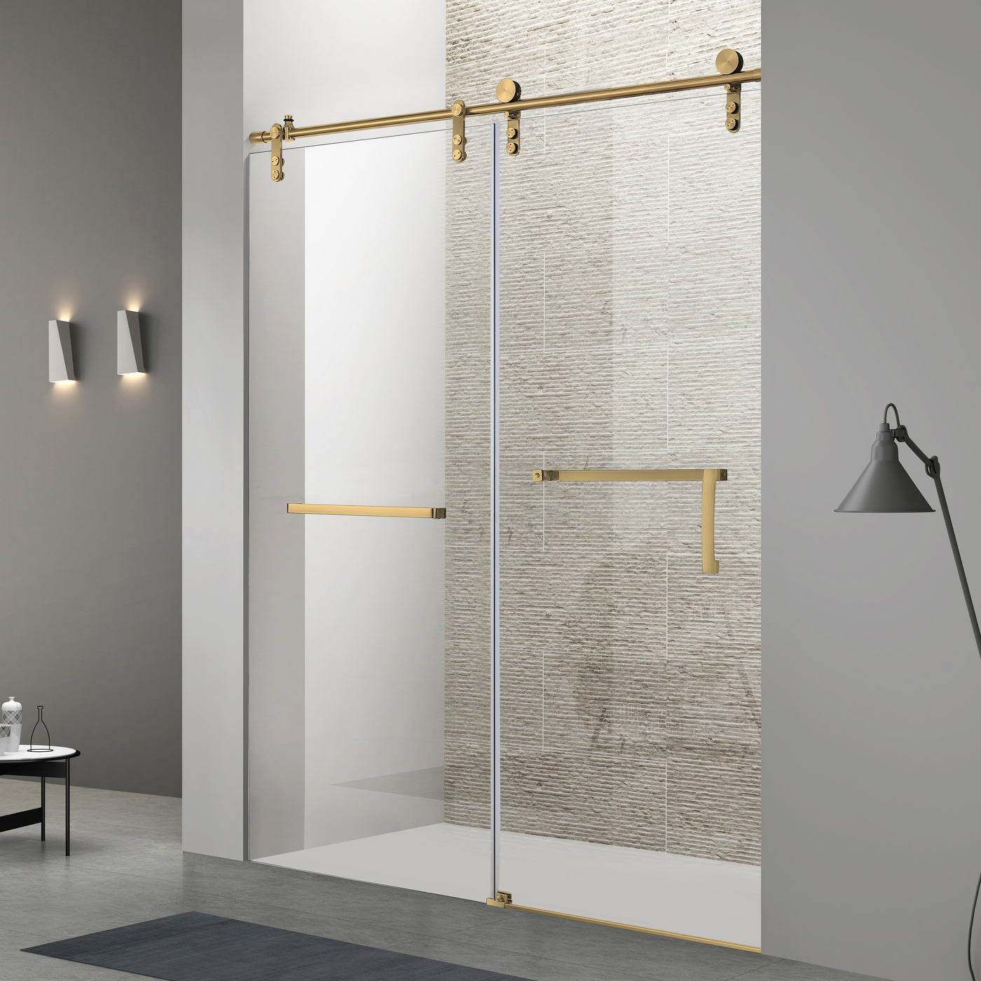 60"x76" Frameless Single Sliding Shower Door 8mm Tempered Glass
