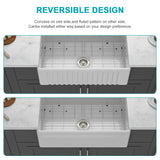 30" White Farmhouse Sink - 30 x 18 x 10 inch Kitchen Sink Apron-front White