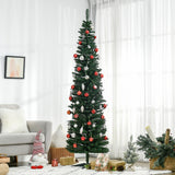 HOMCOM 7' Artificial Pencil Christmas Tree, Slim Xmas Tree with 499 Realistic Br