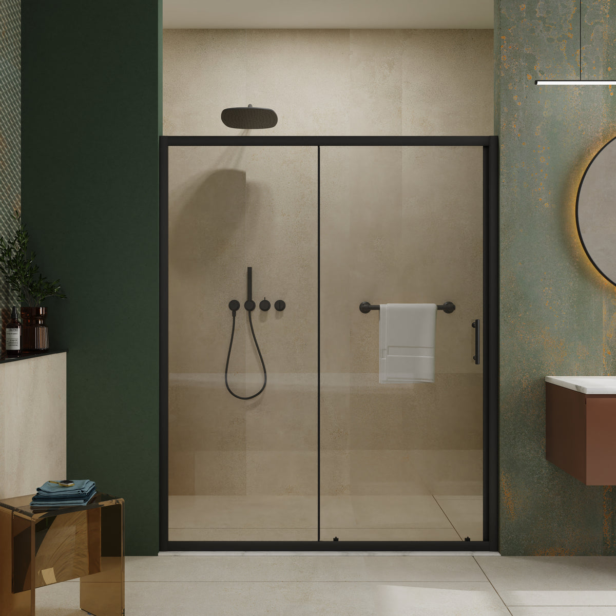 60.in W x 72.in H Single Sliding Shower Door