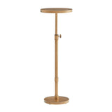 Antique Brass Adjustable Height Round Pedestal Side Table