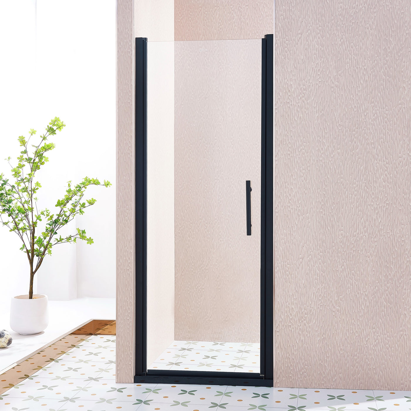 30-31.5in W x 75in H Pivot Single Swing Shower Door, Matte Black, 6mm Glass