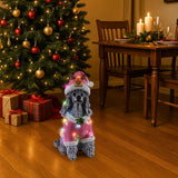 Christmas Poodle Statue, Holiday Dog Figurine in Pink Santa Outfit