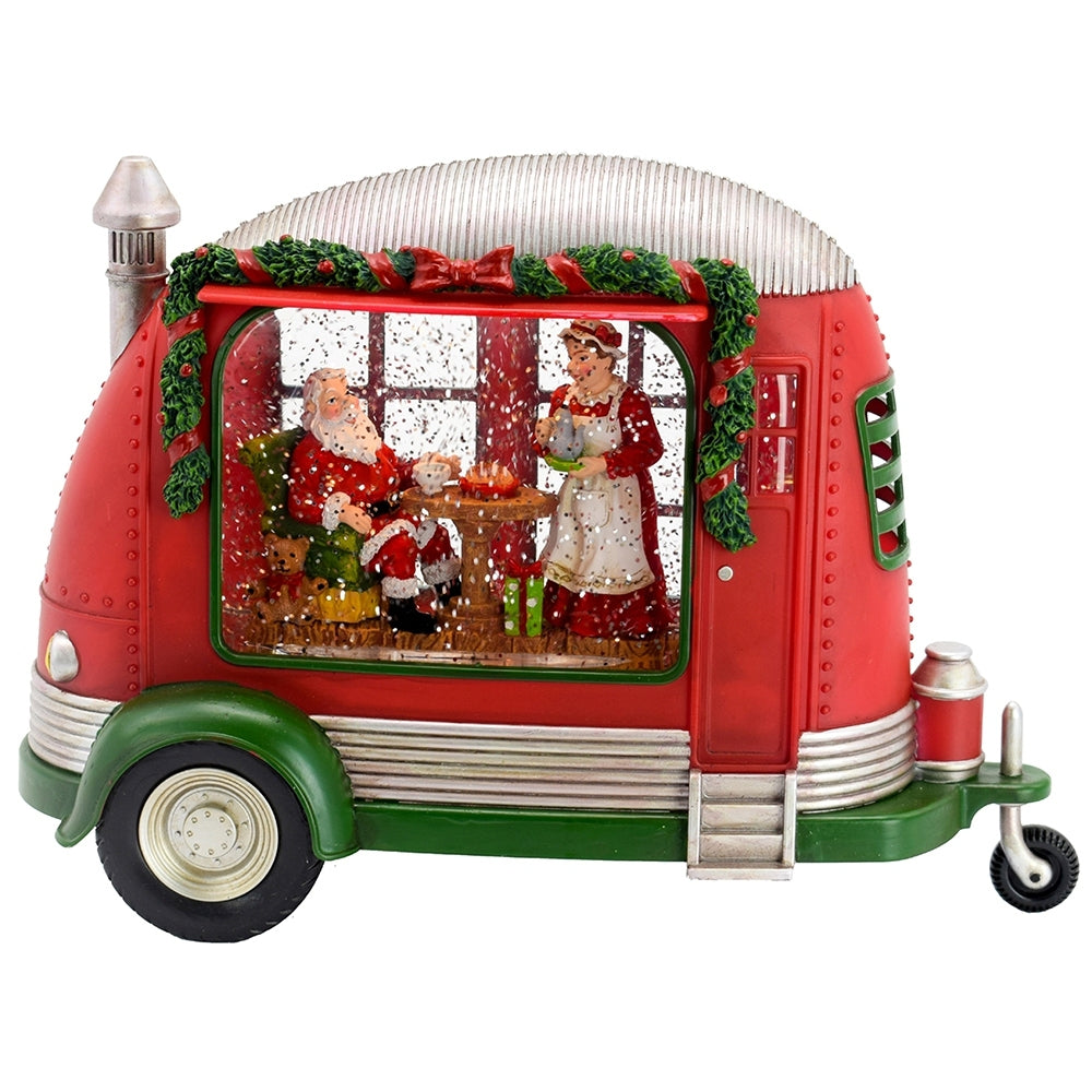 Christmas Light-Up Camper Decoration LED Water Spinning Santa
