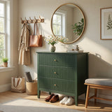 3-Drawer Engineered Wood Nightstand Green