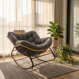 39.37"Papasan Rocking Chair Outdoor, Oversized Patio Egg Chair