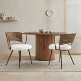 Set of 2 Metal Dining Chair Beige/Dark Walnut