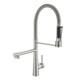 Brushed Nickel Pull Down Kitchen Faucet 360 Swivel Dual Outlet