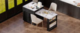 K&K 82.7 inch Kitchen Island with Extendable Dining Table for 4-6 Person,Faux Ma