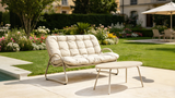 Oval Metal Outdoor Dining Table Off White