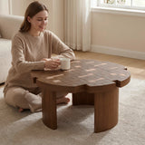 Round Engineered Wood Coffee Table Brown/Yellow