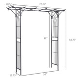 Outsunny 82'' Decorative Metal Garden Trellis Arch with Durable Steel Tubing & E