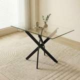 Rectangular Glass Dining Table Black 47"