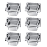 6 Pack Stainless Steam Hotel Pans, 1/6 Size Table Steam Pan, 4 Inch Deep