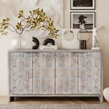 Farmhouse 4 Door Wooden Sideboard Cabinet Natural Wood Wash