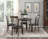 5pc Round Espresso Dining Set with Drop Leaves and 4 Chairs