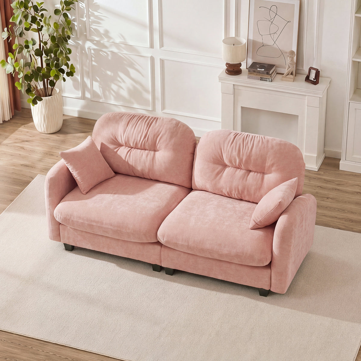 Chenille Loveseat Pink