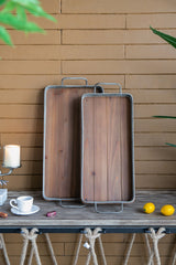 Rustic Jarvis Decorative Wood Tray Set, 26x12.5x4" and 24.5x10.5x4