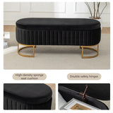 Storage Bench Bedroom Bench, Velvet Oval Upholstered End of Bed Bench