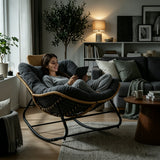 39.37"Papasan Rocking Chair Outdoor, Oversized Patio Egg Chair