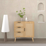 Modern Rattan Wood Dresser Wood Storage Cabinet Sideboard for Bedroom