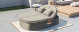 Outdoor Reclining Daybed Rattan Gray 3-Position Adjustable