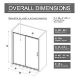 60.in W x 72.in H Single Sliding Shower Door