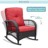 3 Pieces Conversation Set, Outdoor Wicker Rocker Patio Bistro Set, Rocking