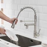 Commercial LED Pull Down Kitchen Faucet Single Handle