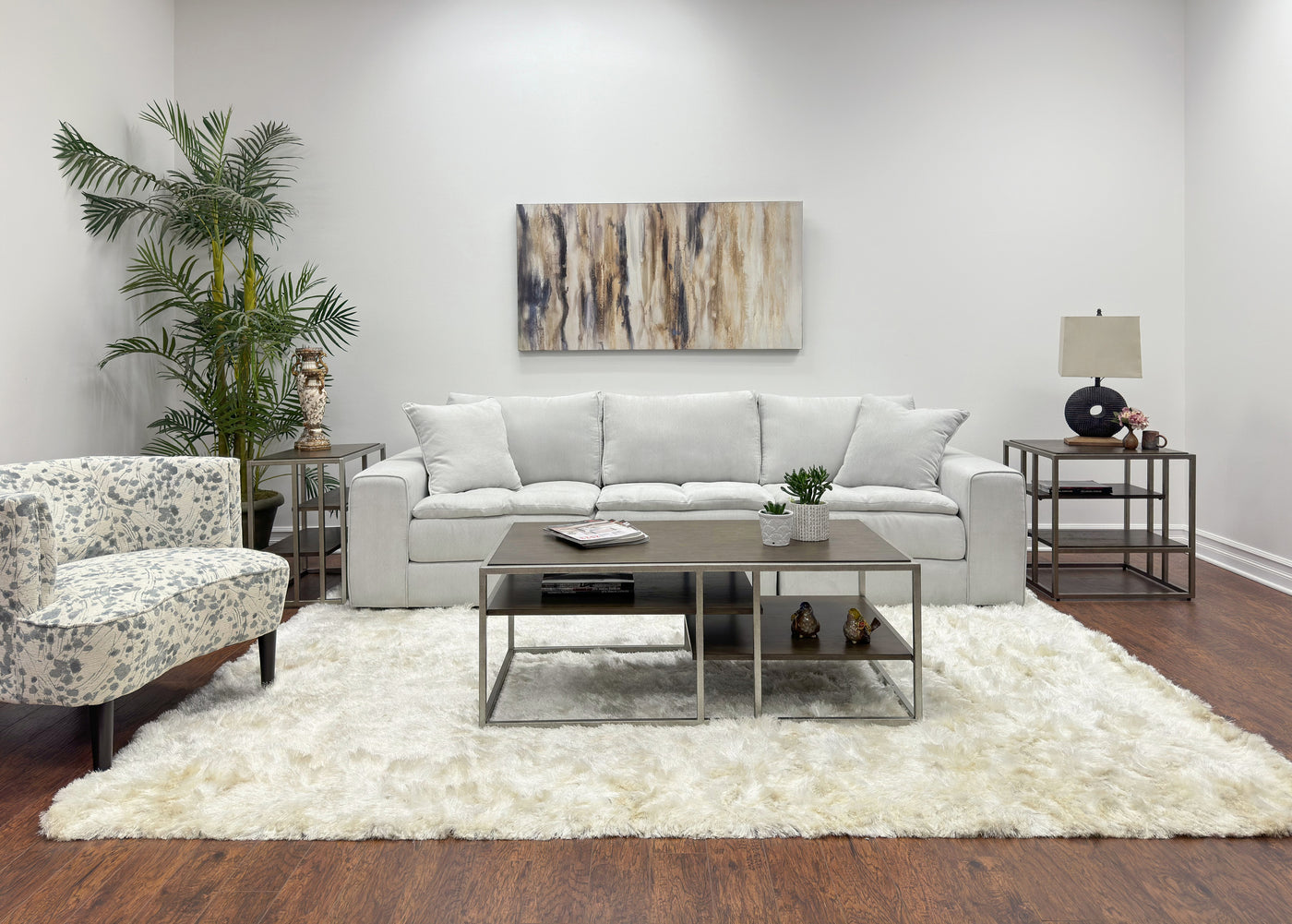 3-Piece Metal Frame Wood Coffee Table and End Tables Set