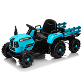 Ride on Tractor with Trailer,24V 400W Powered Electric Tractor Toy w/Remote Cont