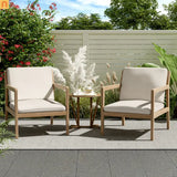 Outdoor Armchair Set Acacia Wood Light Teak Cushion Set of 2