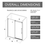 60.in W x 72.in H Frameless Shower Door Single Sliding