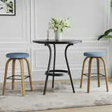 Set of 2 Fabric Bar Stool Swivel Blue