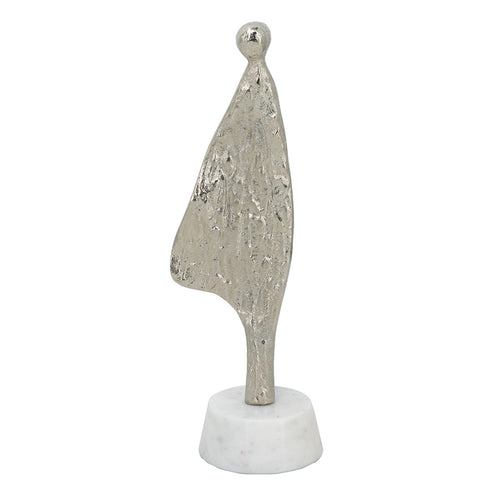 Abstract Aluminum Human Figurine on Marble Stand 3x2.5x11
