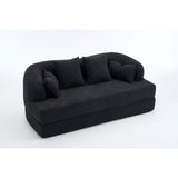70" Foldable Sofa Bed Convertible Sleeper with Pillows Black