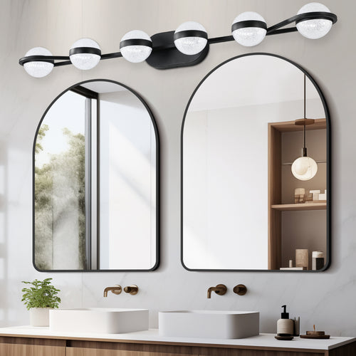 43" Black LED Bathroom Vanity Light 6-Light Wall Fixture