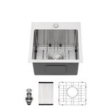 Stainless Steel Drop-In Kitchen Sink 15" 16 Gauge Brushed Nickel