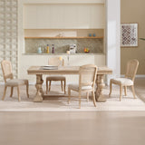 French Country Upholstered Dining Chairs Set of 2, Beige