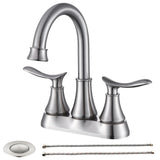 2-Handle 4-Inch Brushed Nickel Bathroom Faucet with Pop-up Drain