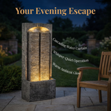 Modern Gray Outdoor Water Fountain LED Lights Resin 39.4